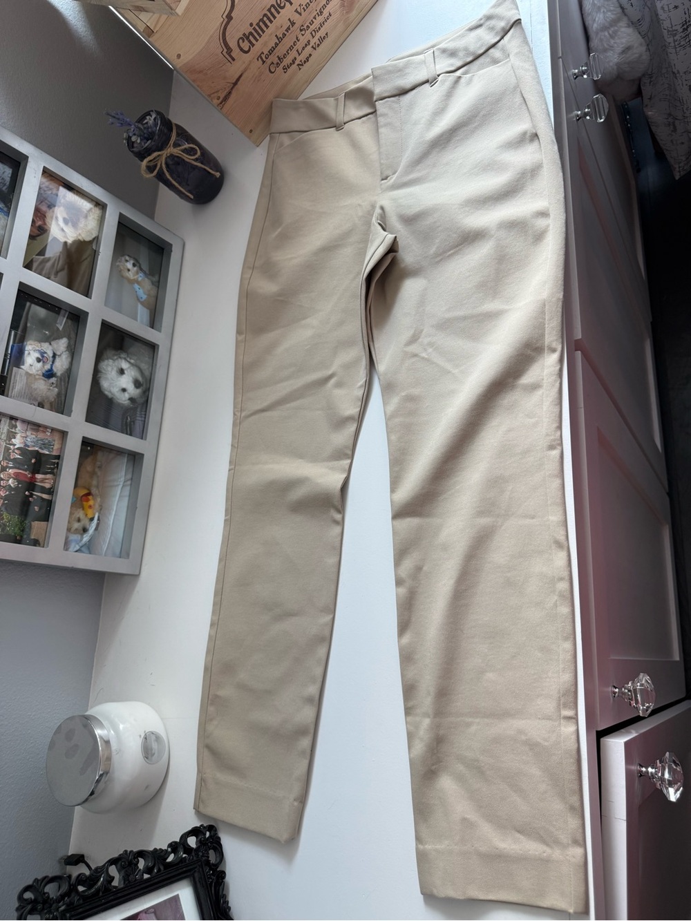 Khaki Skinny straight leg Pixie High-Rise Pants - Taupe